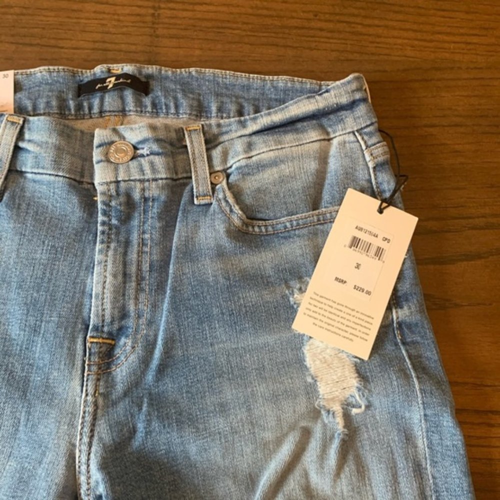 7 For All Mankind Sequin Destroy Ankle Skinny 30 - Picture 4 of 6